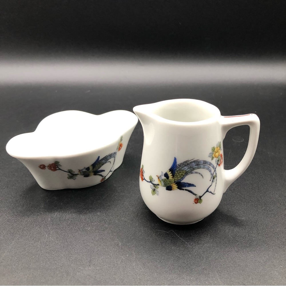 BAVARIA Black Knight Petite Creamer and Open Sugar Peacock FLAWLESS